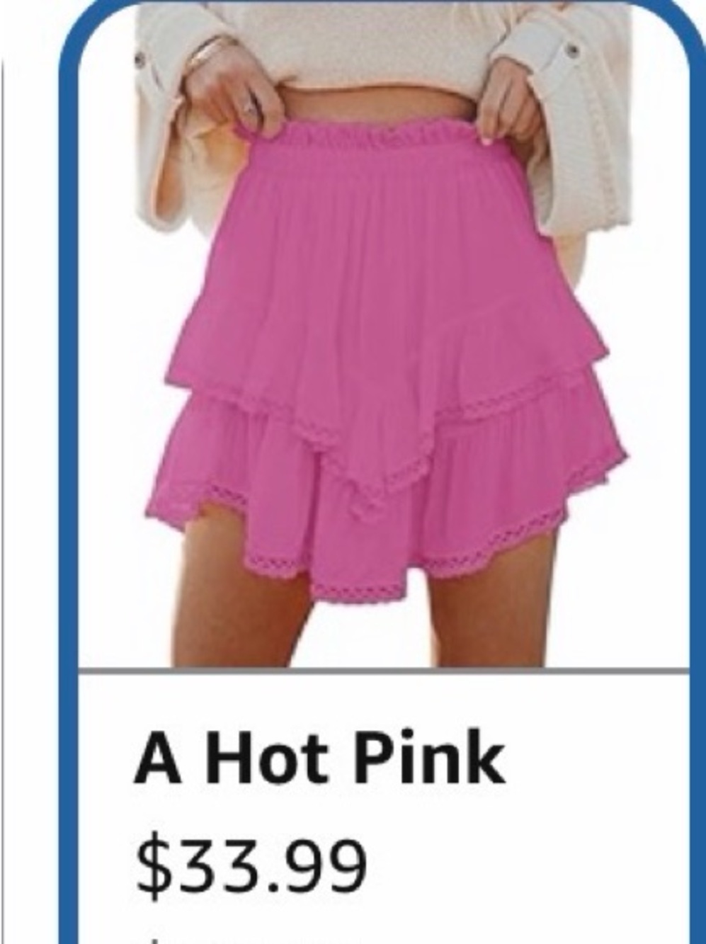 Flowy Shorts for Women Casual Ruffle Tiered Skorts High Waist hot pink XXL - Picture 2 of 4